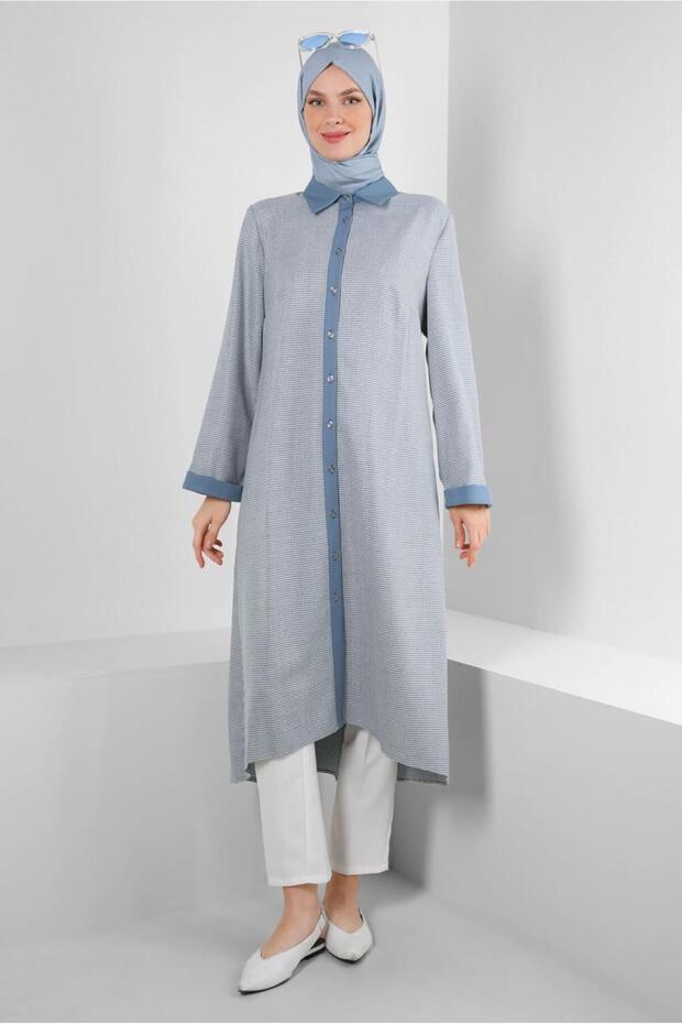 BUTTON LONG TUNIC WITH BUTTON BACK 43793 - 1