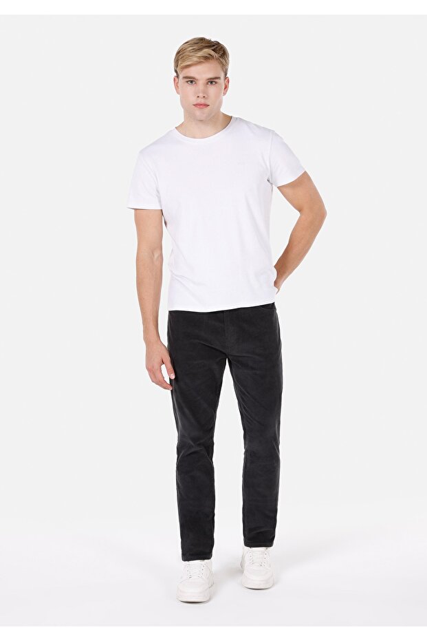 Regular Fit Medium Waist Straight Leg Men's Gray Trousers