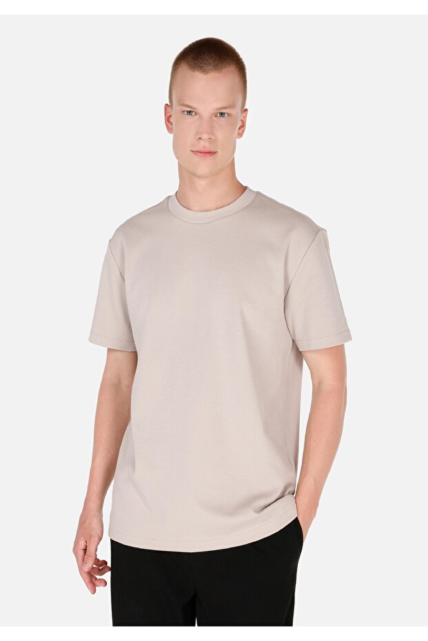 Comfort Fit Round Neck Men's Stone Short Sleeve T-Shirt