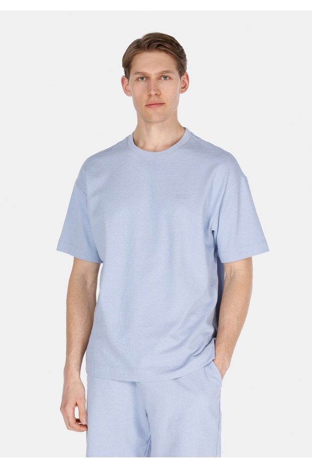 Comfort Fit Round Neck Plain Men's Blue Short Sleeve T-Shirt
