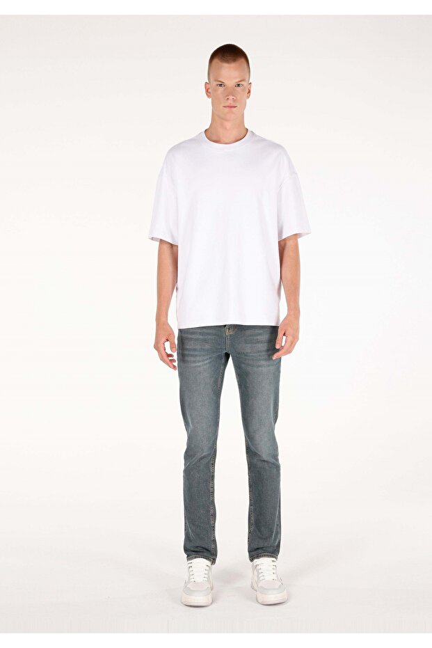 044 Karl Normal Cut Low Waist Straight Leg Dark Blue Men's Pants Cl1070555