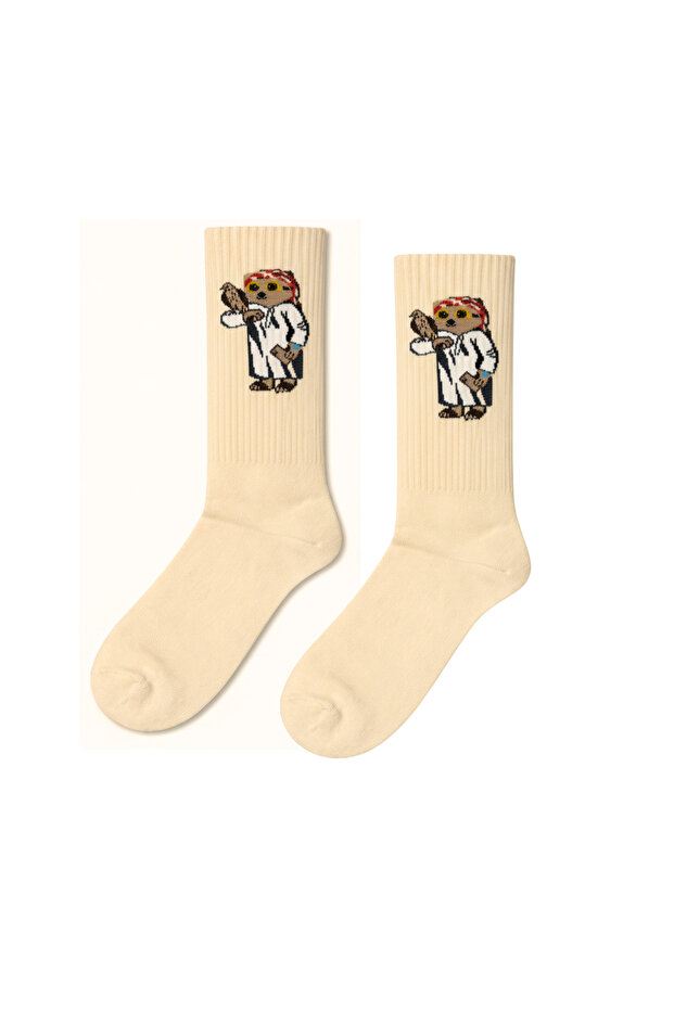 Bird Bear Patterned Tennis Socks - 1