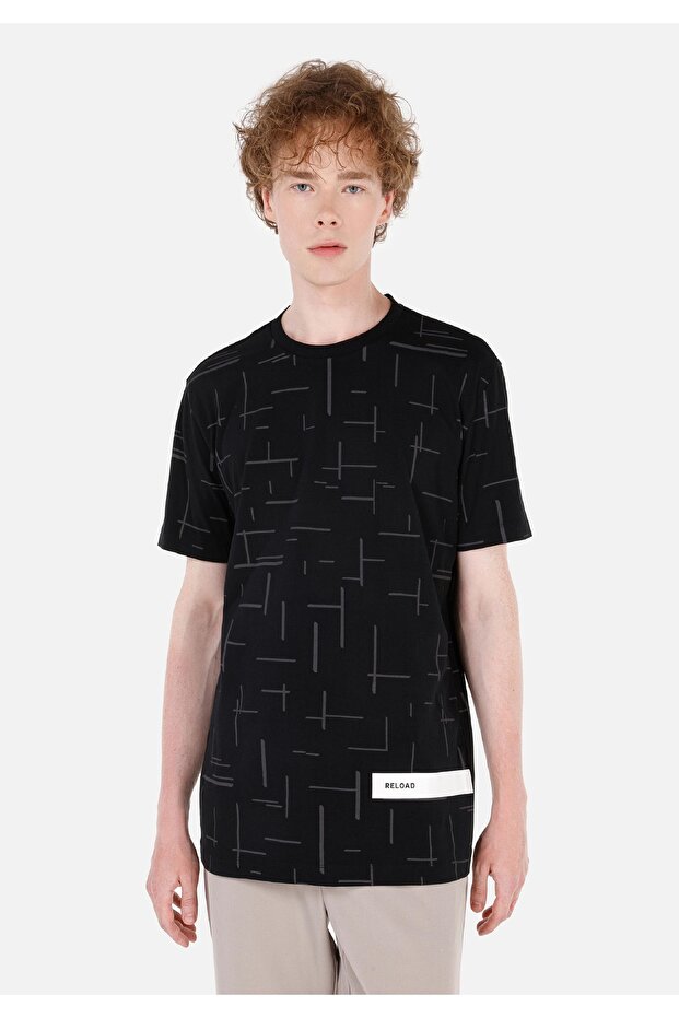 Regular Fit Round Neck Men's Black Short Sleeve T-Shirt
