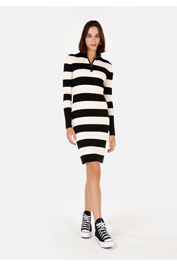 Slim Fit Women's Black Long Sleeve Dress