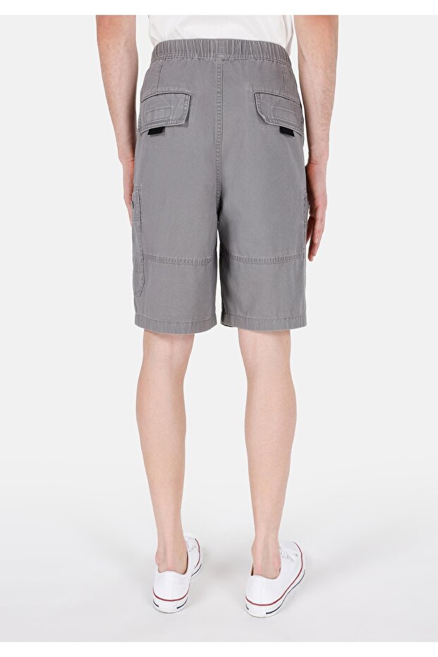 Comfort Fit Orta Bel Düz Erkek Gri Şort - 2