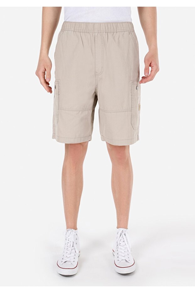 Comfort Fit Orta Bel Düz Erkek Bej Şort - 4