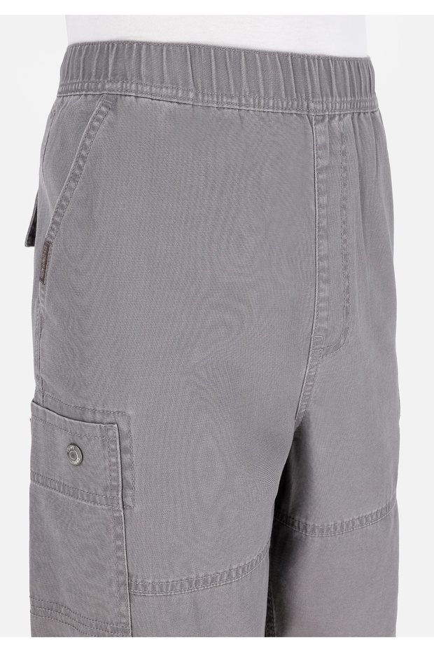 Comfort Fit Orta Bel Düz Erkek Gri Şort - 5