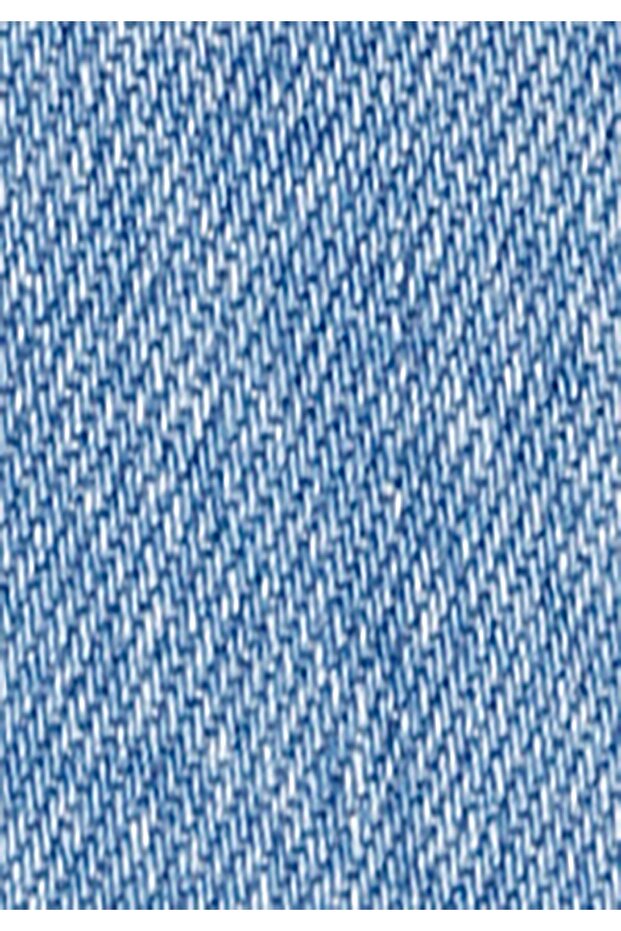 Cargo Fit Orta Bel Düz Erkek İndigo Jean Şort - 7