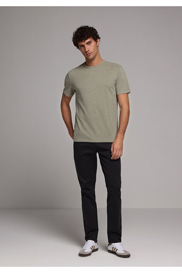 Straight Fit Low-Rise Straight Leg Men's Gray Buttoned Trousers
