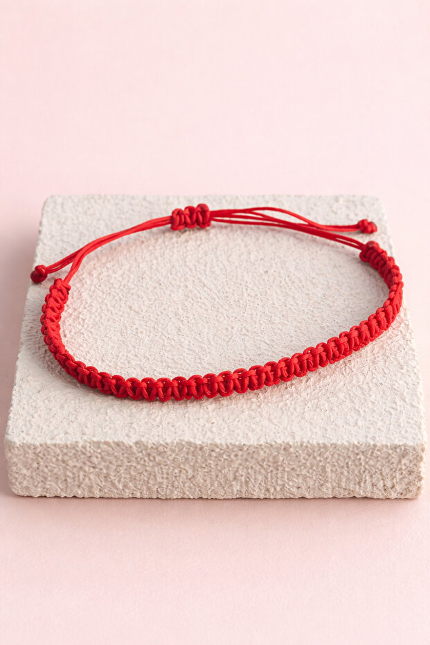 Red Macrame Bracelet Unisex Adjustable Parachute Cord Handmade Gift Surfer Bracelet
