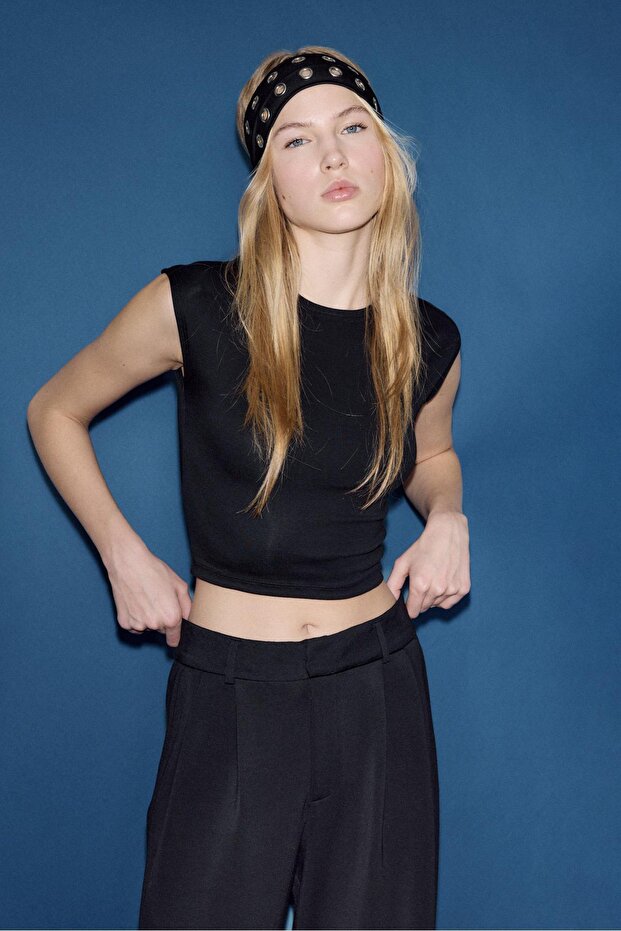 Cap sleeve cropped T-shirt - 3