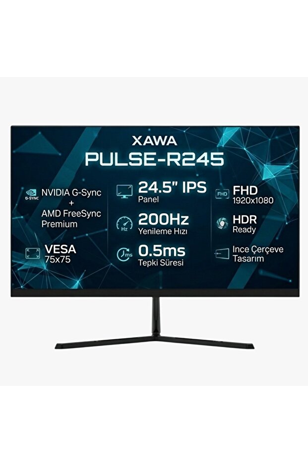 XAWA 24.5" Pulse-R245 200Hz 0.5Ms DP+HDMI Gsync/Freesync FHD IPS Oyuncu Monitör