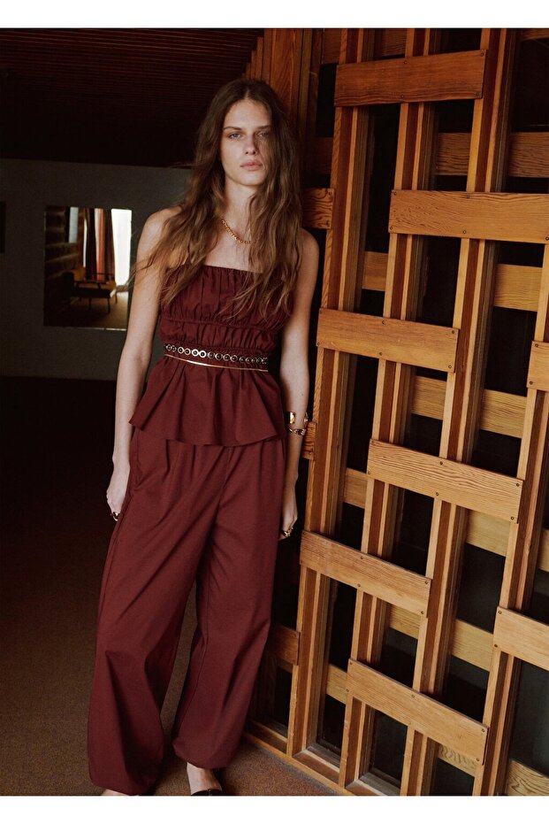 Elastik belli balon tarz pantolon - 2