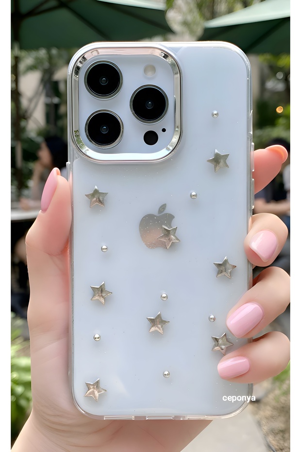 iPhone 15 Pro Max Case Glitter Transparent Pole Cover with Airbag Design