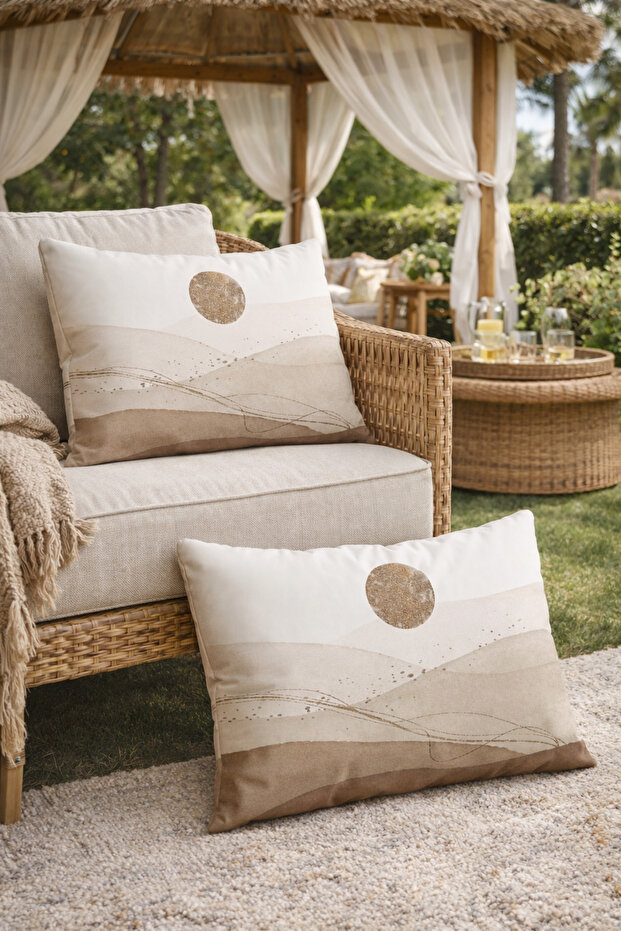Painting Pattern Desert Sands Patterned 2-Piece Rectangular Throw Pillow Cover - 5