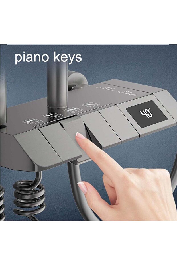 Wall-Mounted Rainfall Shower System, Smart Digital Display with Piano Keys Diverter