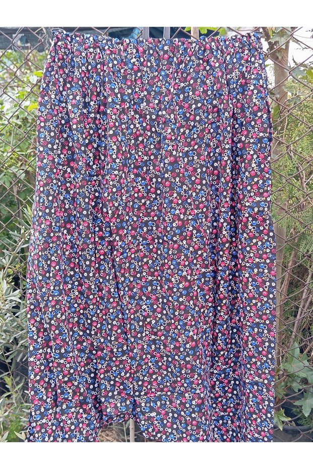 Mom's Baggy Pants Patterned Pocketed Baggy Pants with Elastic Waist