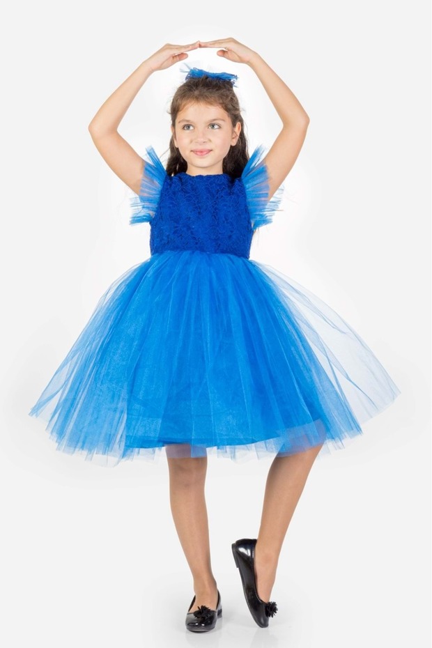 Roza Lace Tutu Girl's Evening Dress MNK0546 COBALT BLUE