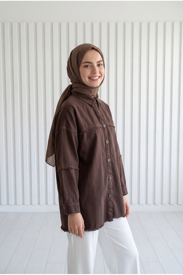Sumru Robası and Sleeve-Tassel Detailed Shirt-Kt5595 Brown