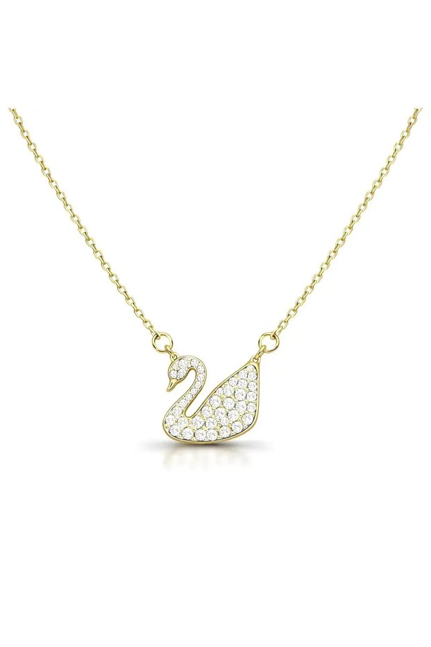 Swan Necklace Gold Steel | Swan Figured Women's Necklace | Elegant Minimal Necklace