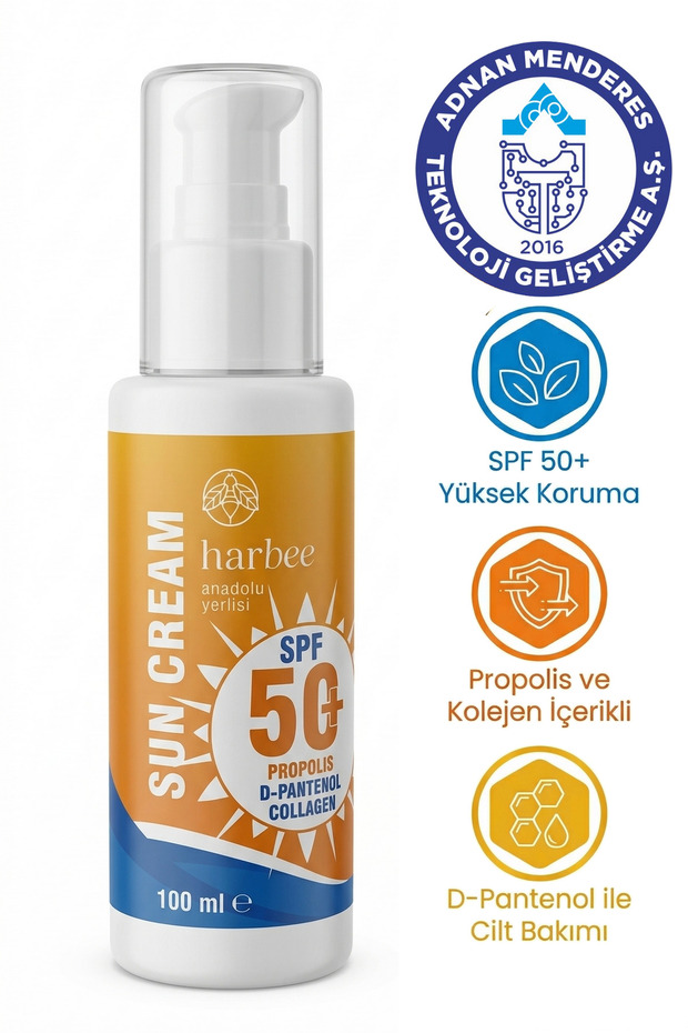 Sun Cream - Spf 50+ Propolis & Collagen Anti-Blemish Natural Sunscreen for Face & Body for All Skin 100 ml