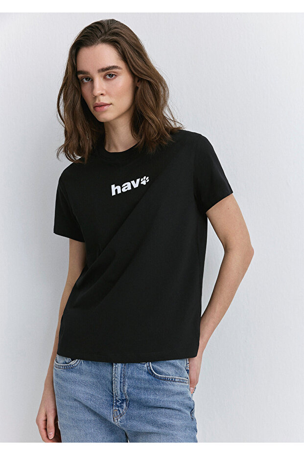 Air Printed Black T-Shirt Regular Fit 1613288 -900