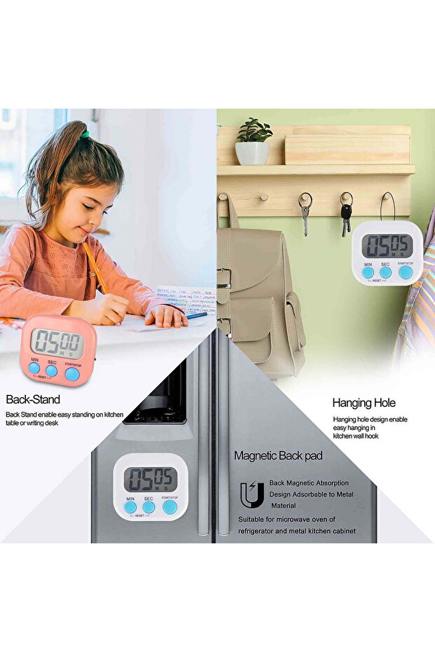 4-Piece Multi-Function Electronic Timer, Learning Management, Suitable for Kitchen - 5