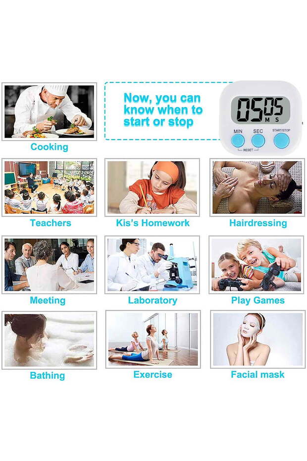 4-Piece Multi-Function Electronic Timer, Learning Management, Suitable for Kitchen - 4