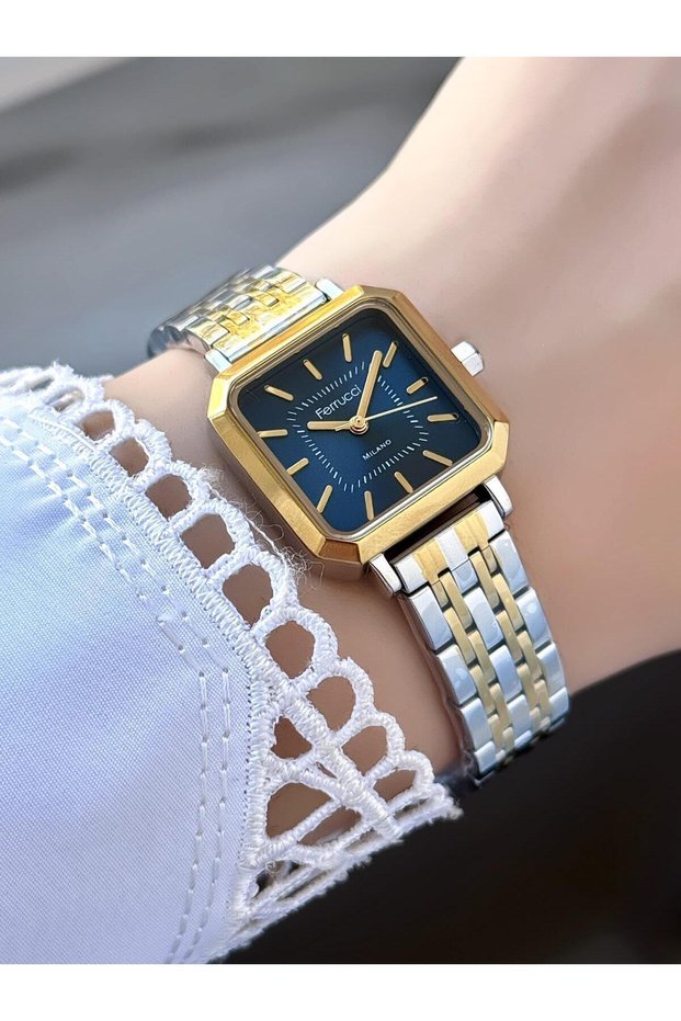 Milano Women's Metal Cord Silver Gold Square Dial Wristwatch – 2 Years Warranty