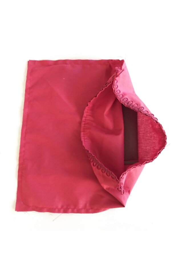 Zipperless 28X28 cm Sewn Lining Claret Red