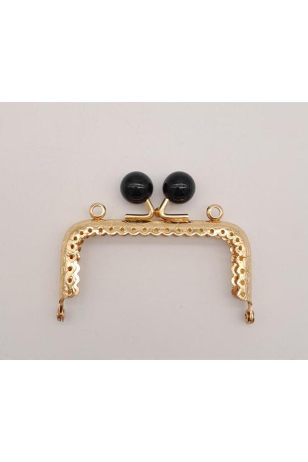 8.5 cm Black Bulk Bag Clip Bag Bursu Light Gold Metal