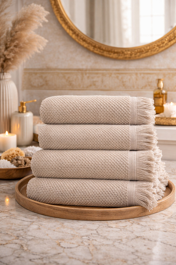 4-Piece Lilyum 100% Cotton Bath Towel Set - 2 Hand Towels 50X90 and 2 Bath Towels 70X140