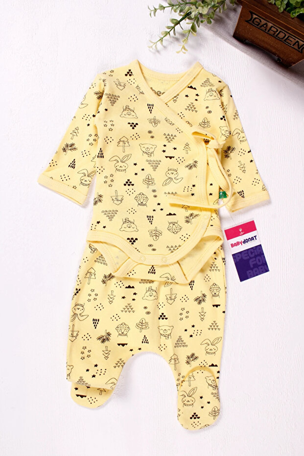 Double Breasted Tied Forest Patterned 2-Piece Men's Set
