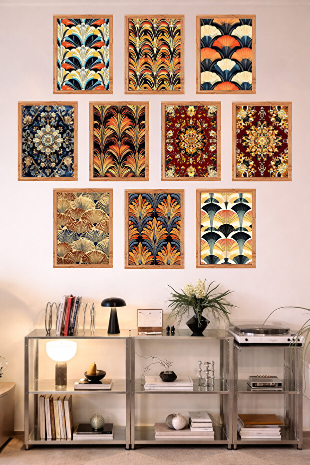 مطبخ ذو مظهر إطاري من 10 قطع |   حديث |   مجموعة لوحات جدارية بتصميم ريترو - طباعة MDF UV مقاس 15x20 سم