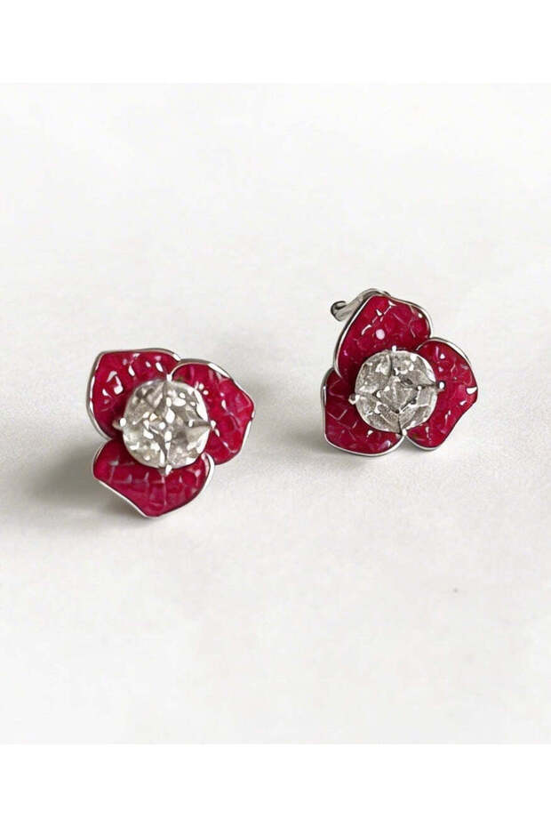 Velvet Rose Stud Earrings