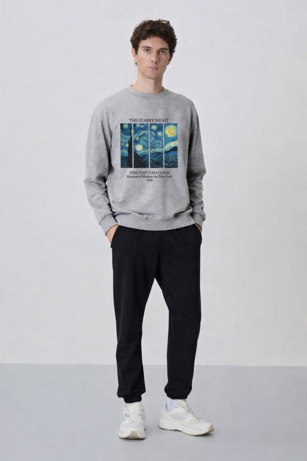 -Erkek 3 Yarn Oversize Top and Bottom Set – Street Fashion Casual Set the Starry Night