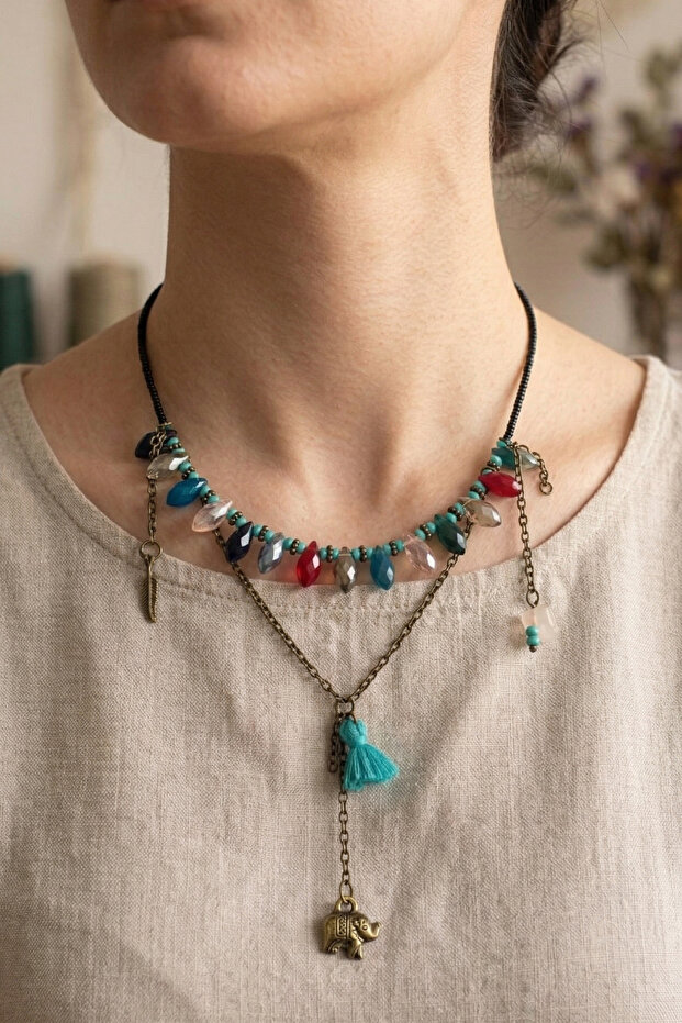 Ethnic Bohemia Antique Tasseled Elephant Necklace