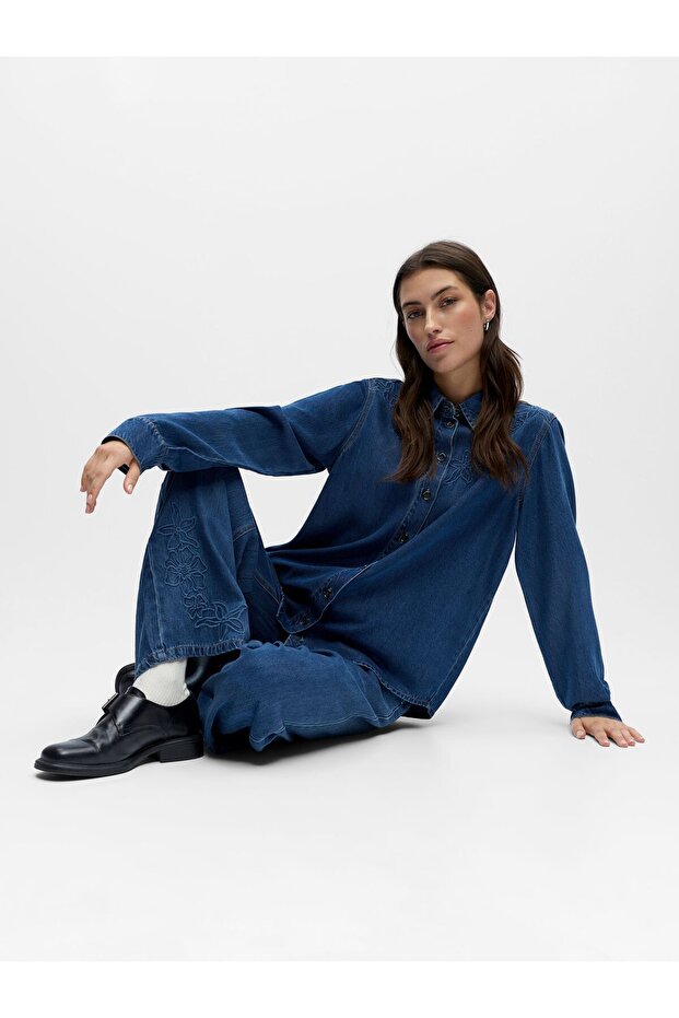 Cămașă din denim brodată - 6