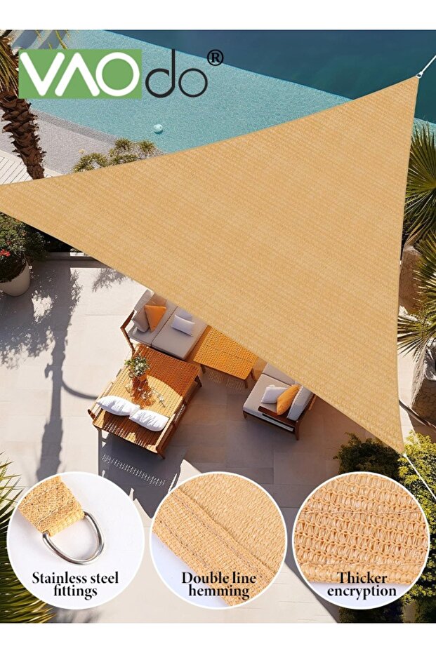 Triangle Sand Sun Shade Sail Cannoy 90% UV Block Windproof and Dustproof for Backyard Yard Deck Pati