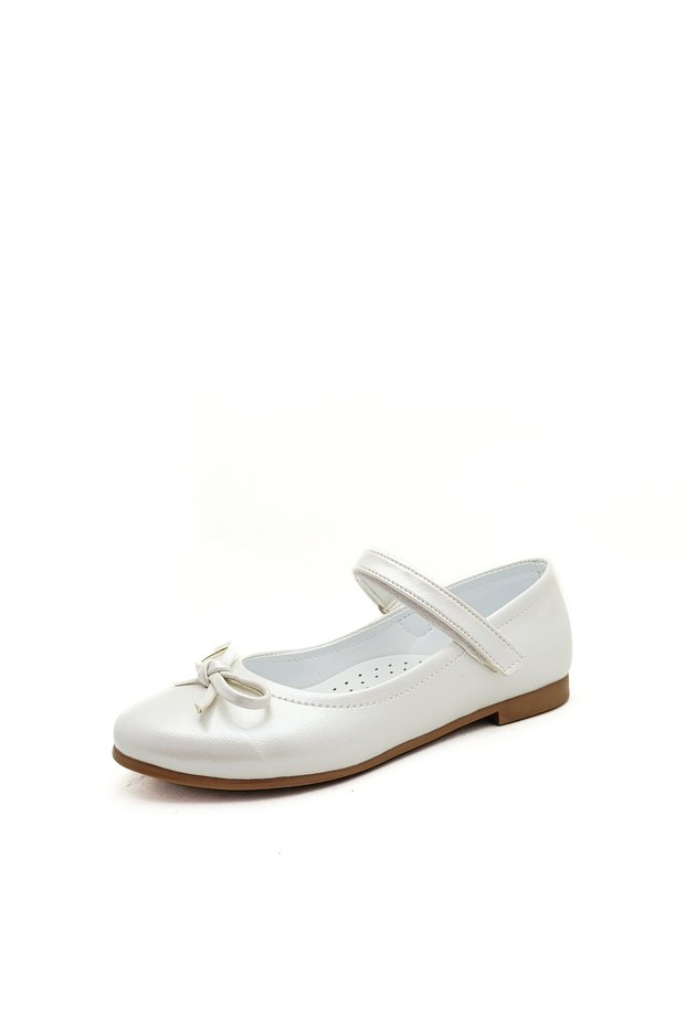 White Color Girls' Ballerina Shoes with Bow Children's Ballerina Shoes Girls' Orthopedic White Ballerina Shoes