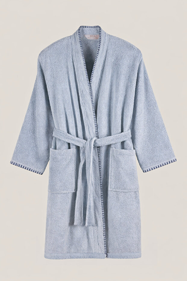 Shadow 100% Cotton Men's Bathrobe Misty Blue