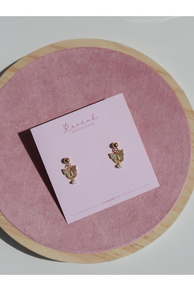Golden Butterfly Pearl Earrings