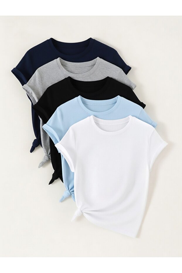 Unisex Navy Blue Gray Black Baby Blue White Printed Design Tshirt