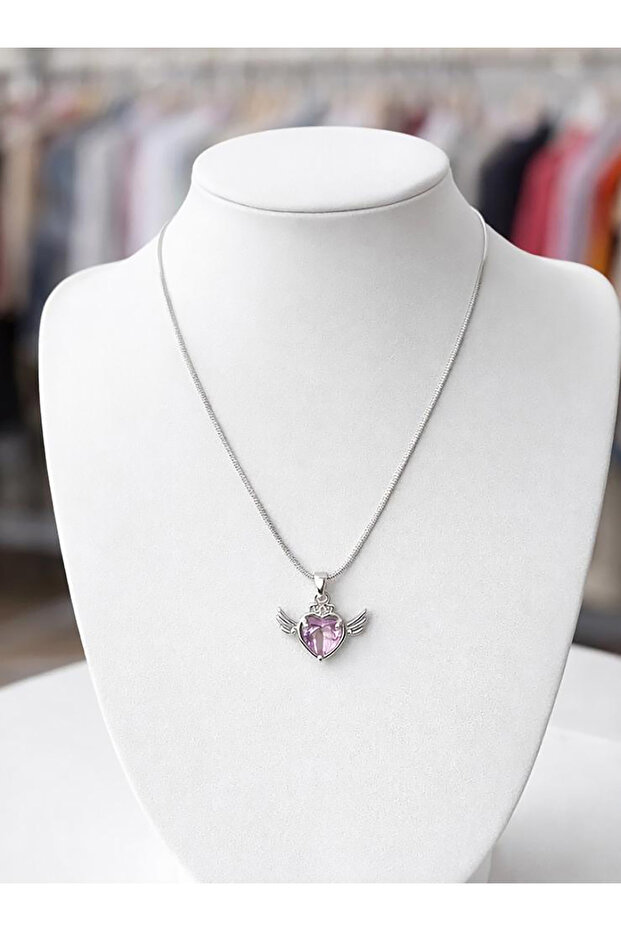 Melek kanatlı kalp kolye - 2