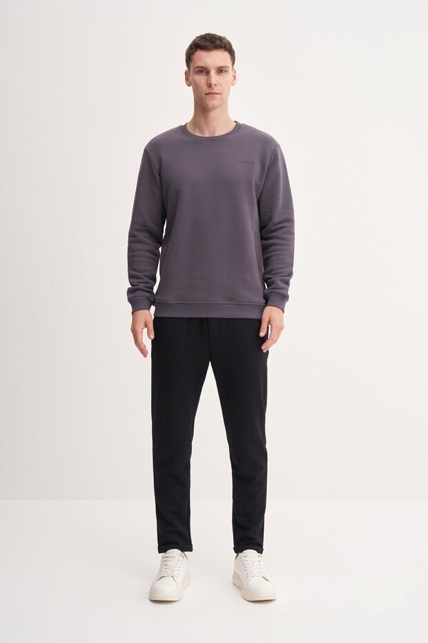 Thick Diagonal Textured 100% Cotton 3 Thread Regular Fit Sweatshirt (25K)