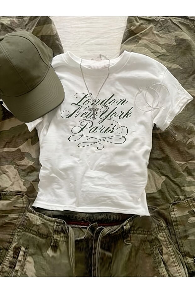 Kemer Boy London, New York, Paris Crop Blouse