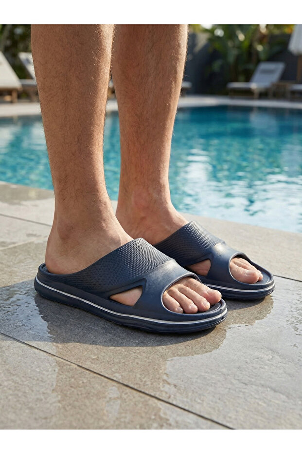Men's Black Eva Sole Slippers Non-Slip Lightweight Comfortable Summer Beach Pool Home Bathroom
