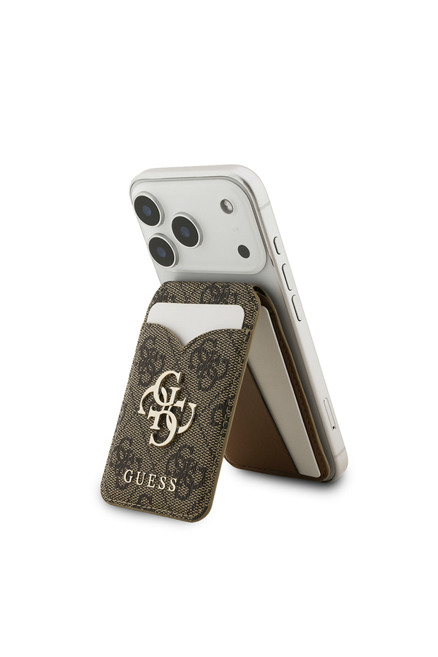 Original Licensed Mirrored Magnetic Card Holder Metal Large 4g Logo and Stand Brown