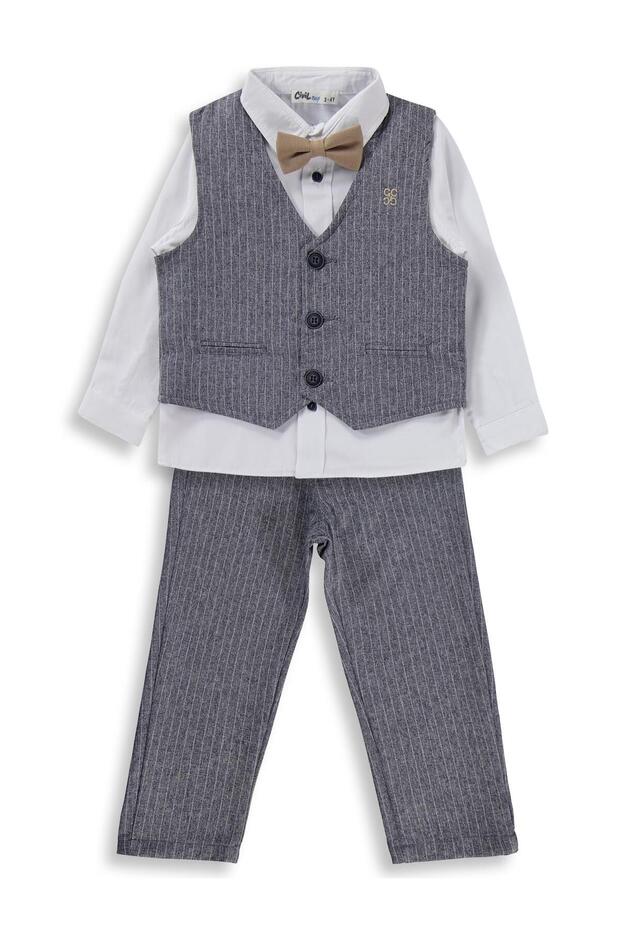 3-Piece Set with Vest for 2-5 Years Old - Navy Blue