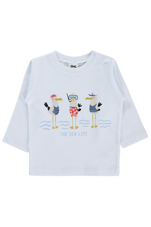 Stork Printed 6-18 Months Sweatshirt - White